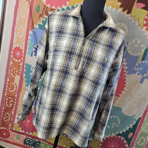 Womens Columbia 1/4 Zip Pullover Cotton Medium Plaid - Picture 5 of 16